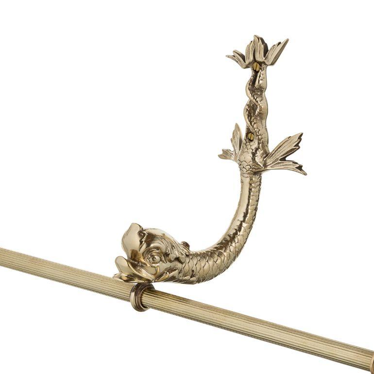 European Zante brass double towel holder with dolphin For Sale