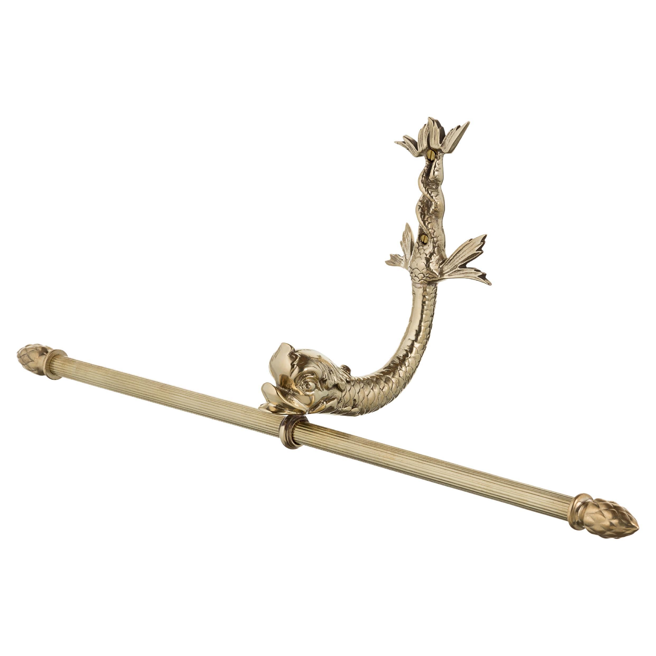 Zante brass double towel holder with dolphin For Sale