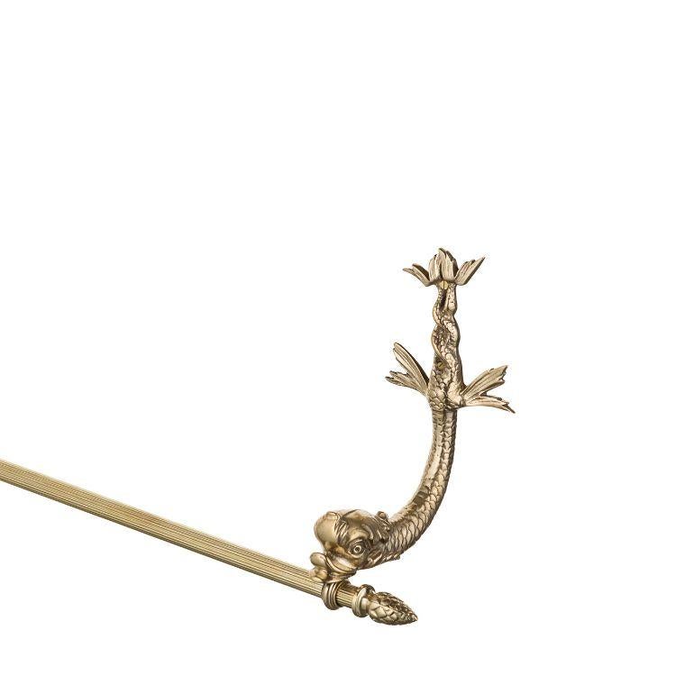 The Zante towel rack with brass dolphins is the perfect addition to any bathroom that enhances both style and functionality. Made with brass dolphins, this towel rack not only provides a sturdy base but also adds a touch of nautical charm to your
