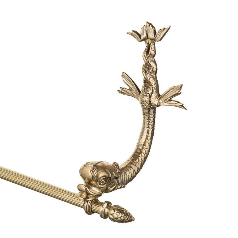 European Zante towel holder with brass dolphins For Sale