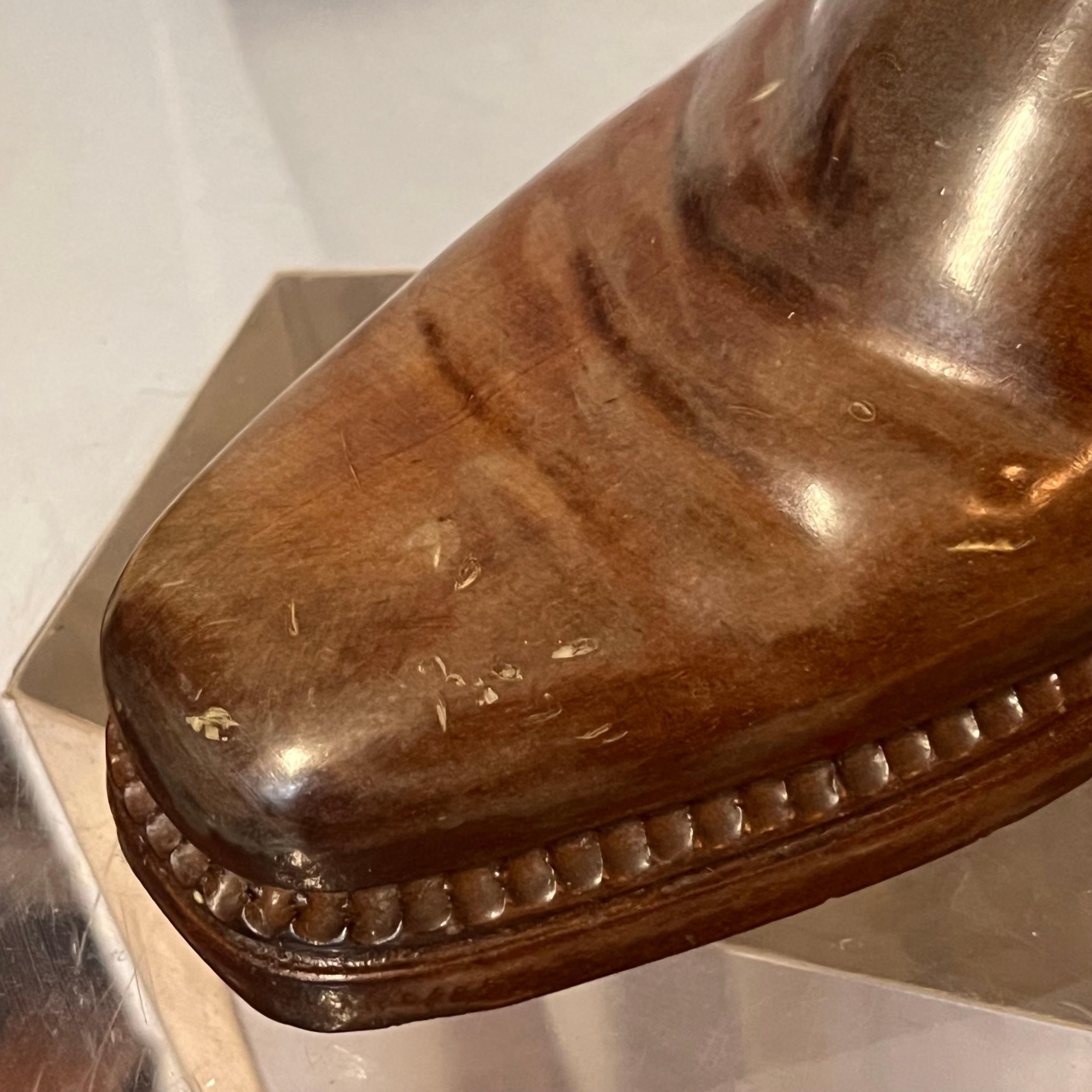 Porte-bottes en bois massif et laiton - Italie - années 1940 en vente 3