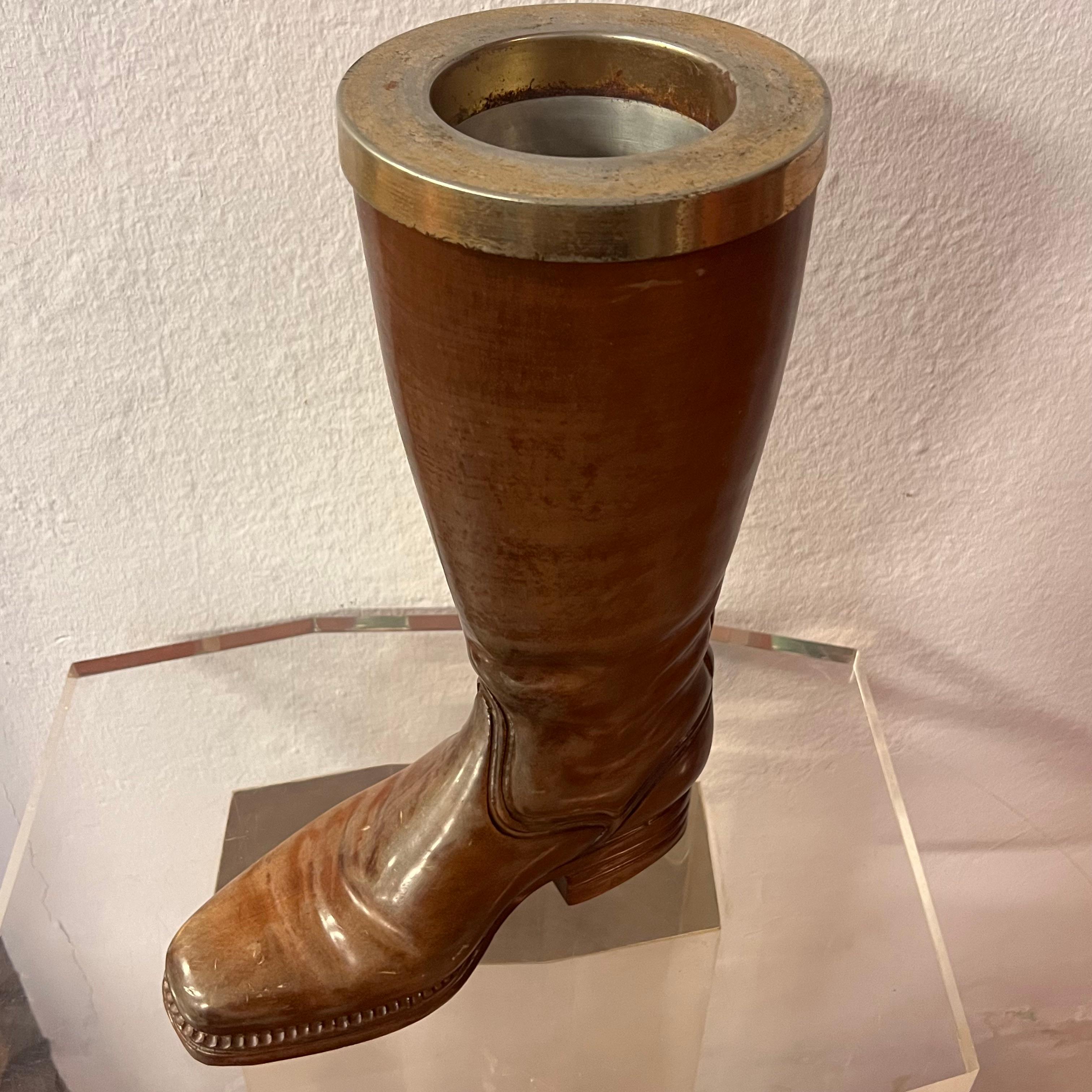 Italian Porte-bottes en bois massif et laiton - Italie - années 1940 en vente