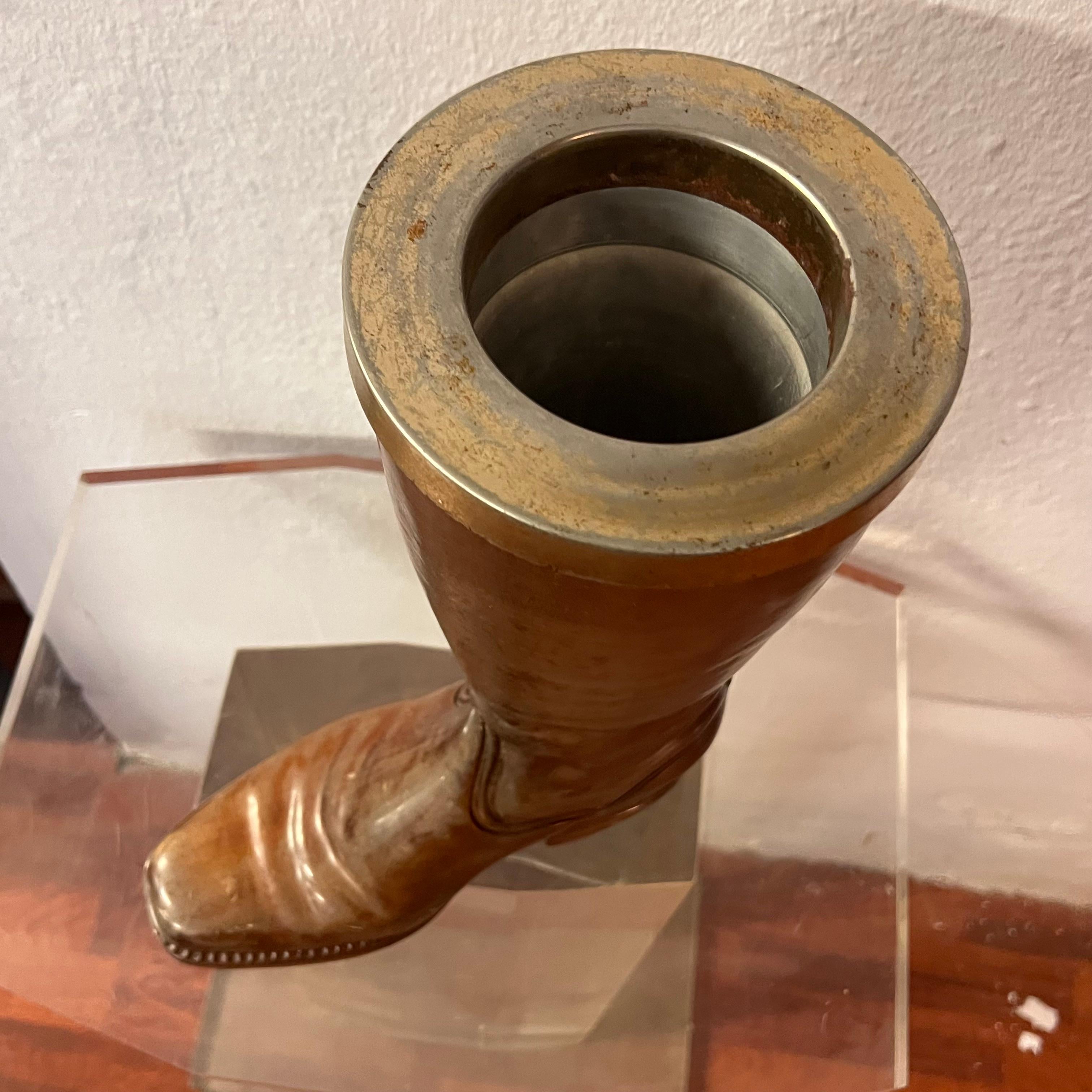 Porte-bottes en bois massif et laiton - Italie - années 1940 Bon état - En vente à Milano, IT