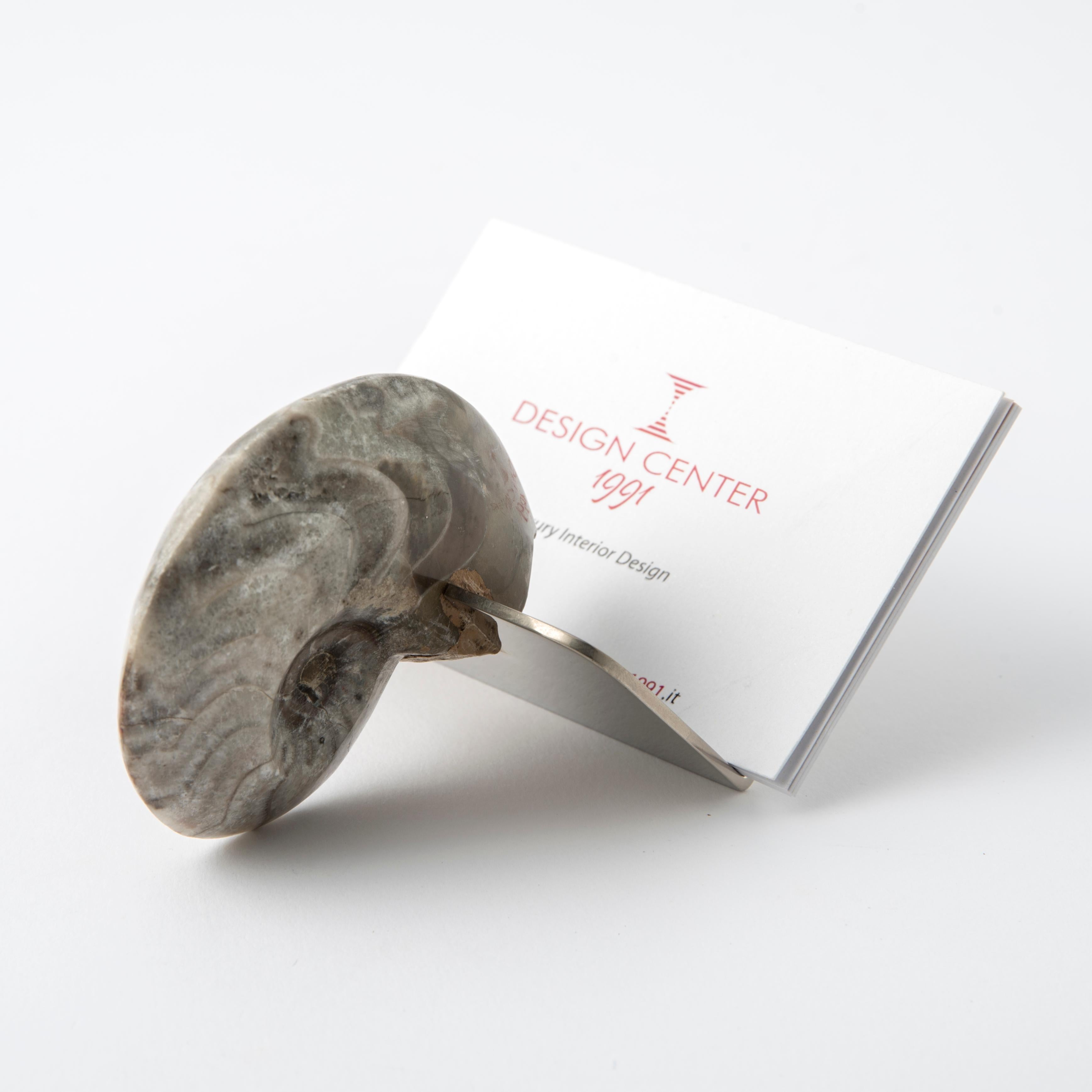 Echte Fossil Ammonit Visitenkartenhalter - Fossiline Collection (Verzinkt) im Angebot
