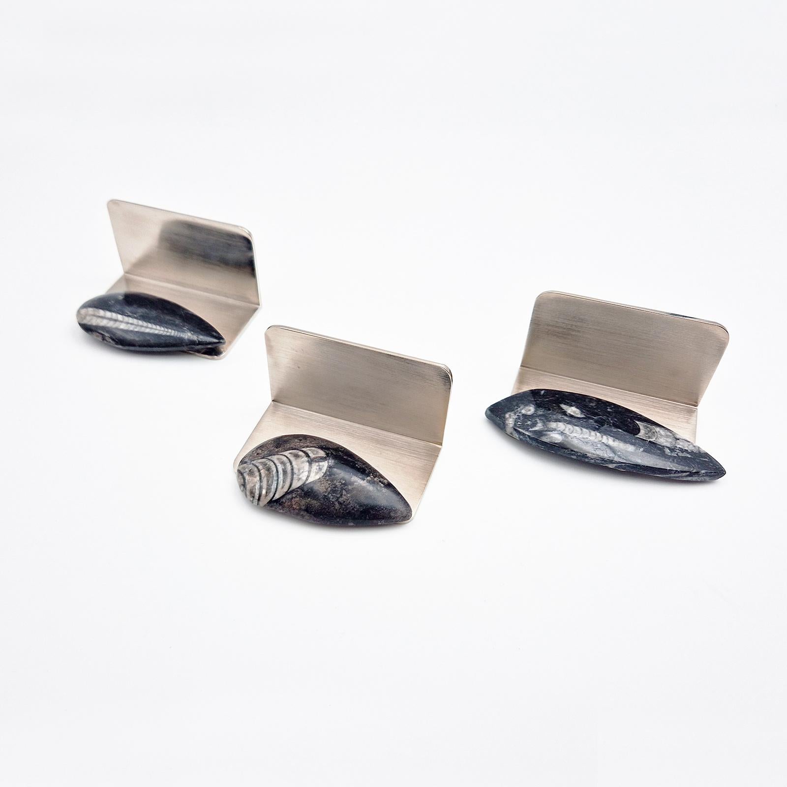 Visitenkartenetui mit Fossil von Orthoceras - Italienisches Design (Handgefertigt) im Angebot
