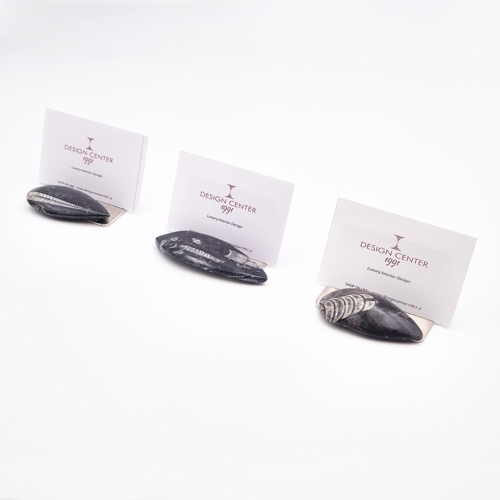 Visitenkartenetui mit Fossil von Orthoceras - Italienisches Design im Zustand „Neu“ im Angebot in Spilimbergo, IT