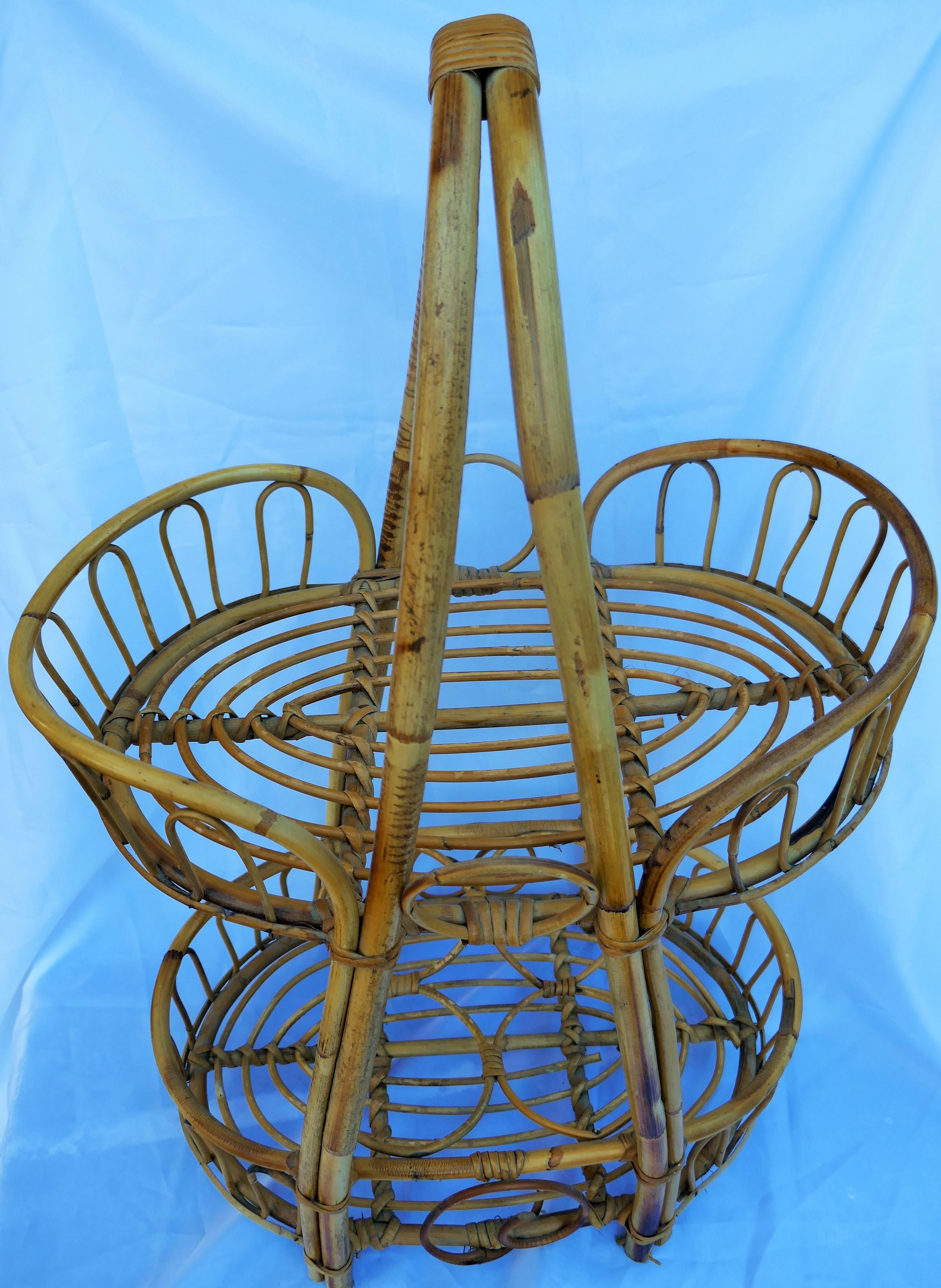 Bamboo Bottle and glass holder attributed to a Dal Vera production For Sale