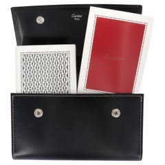 Cartier playing card holder in black leather