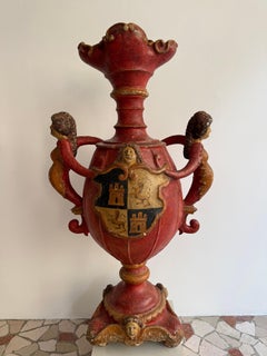 Porte-bougie baroque en bois et plâtre laqué et peint – XVIIe siècle. Espagne