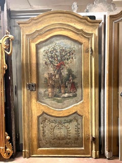 Interior door with frame, richly hand-painted, italy