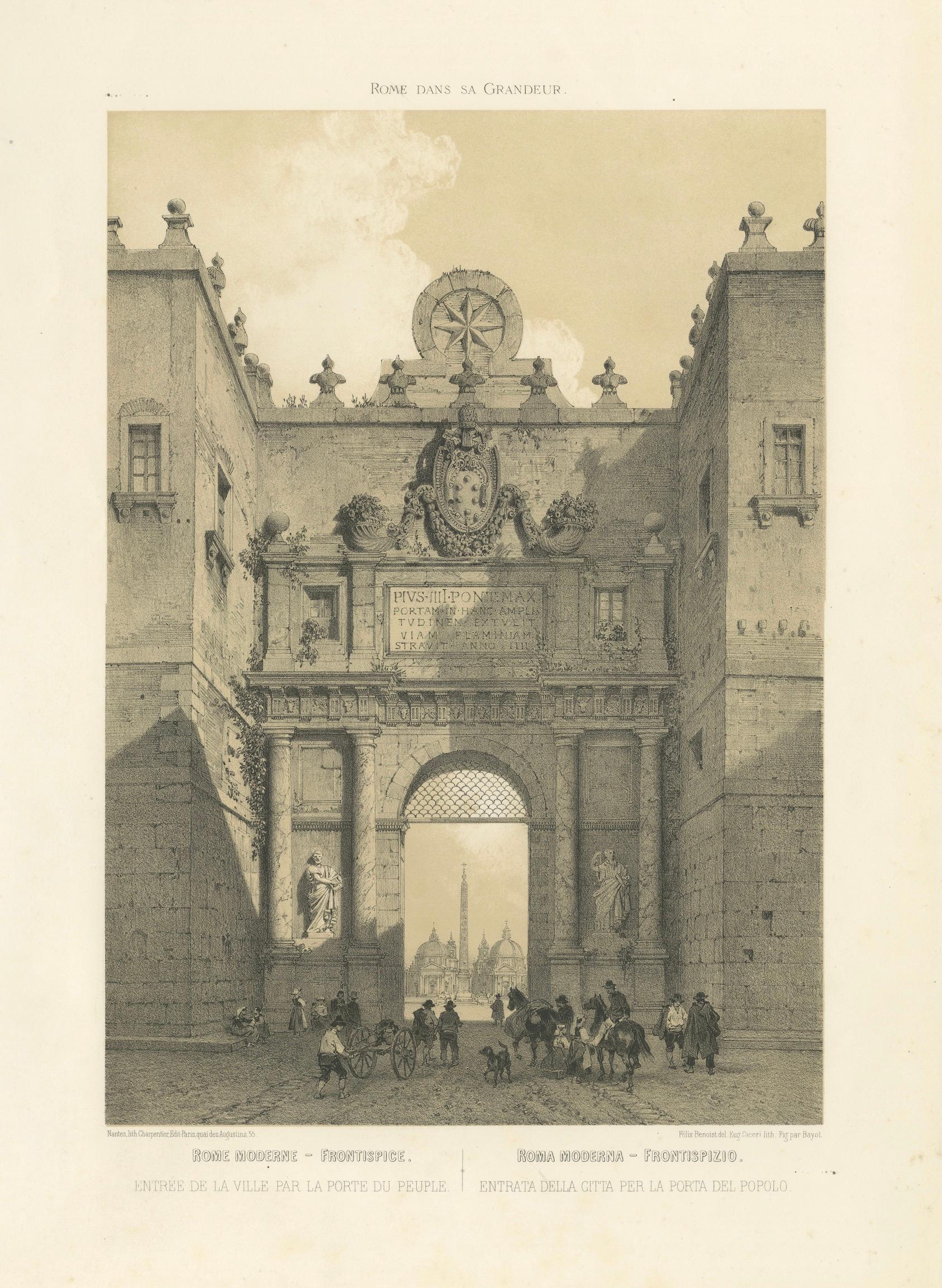 Porta del Popolo, Rome – Grand City Gate with Figures, 1867