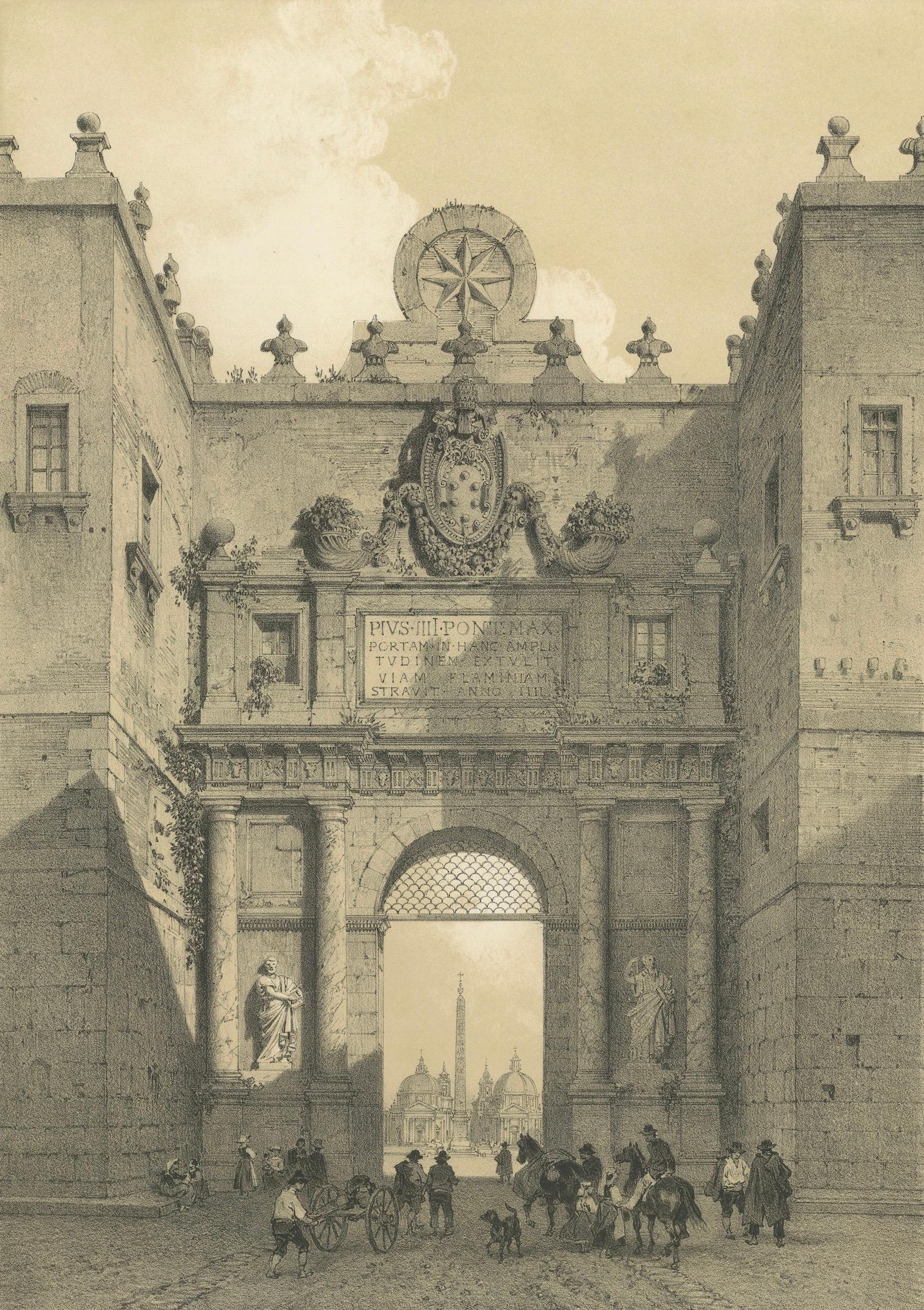 Porta del Popolo, Rome – Grand City Gate with Figures, 1867