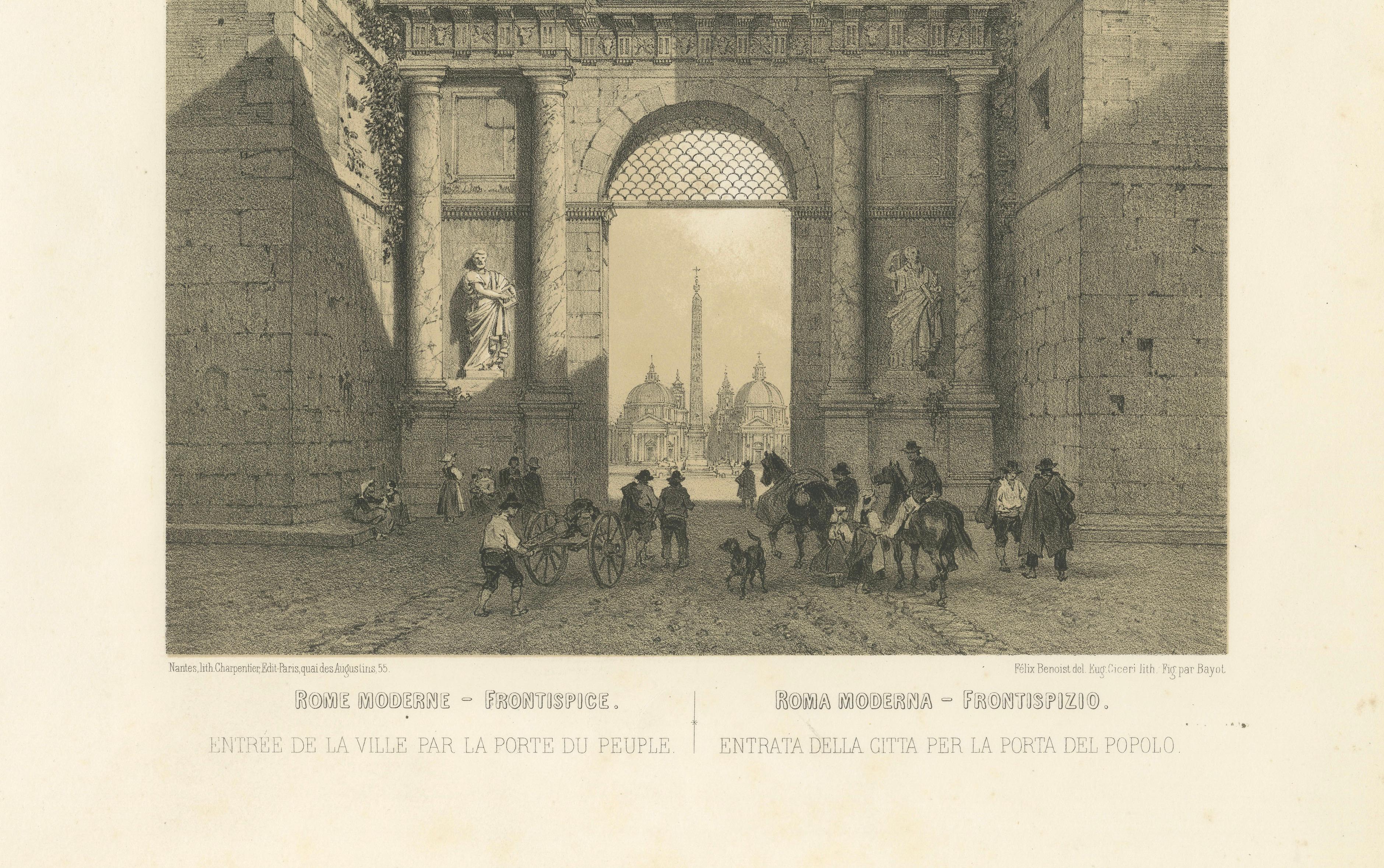 Porta del Popolo, Rome – Grand City Gate with Figures, 1867