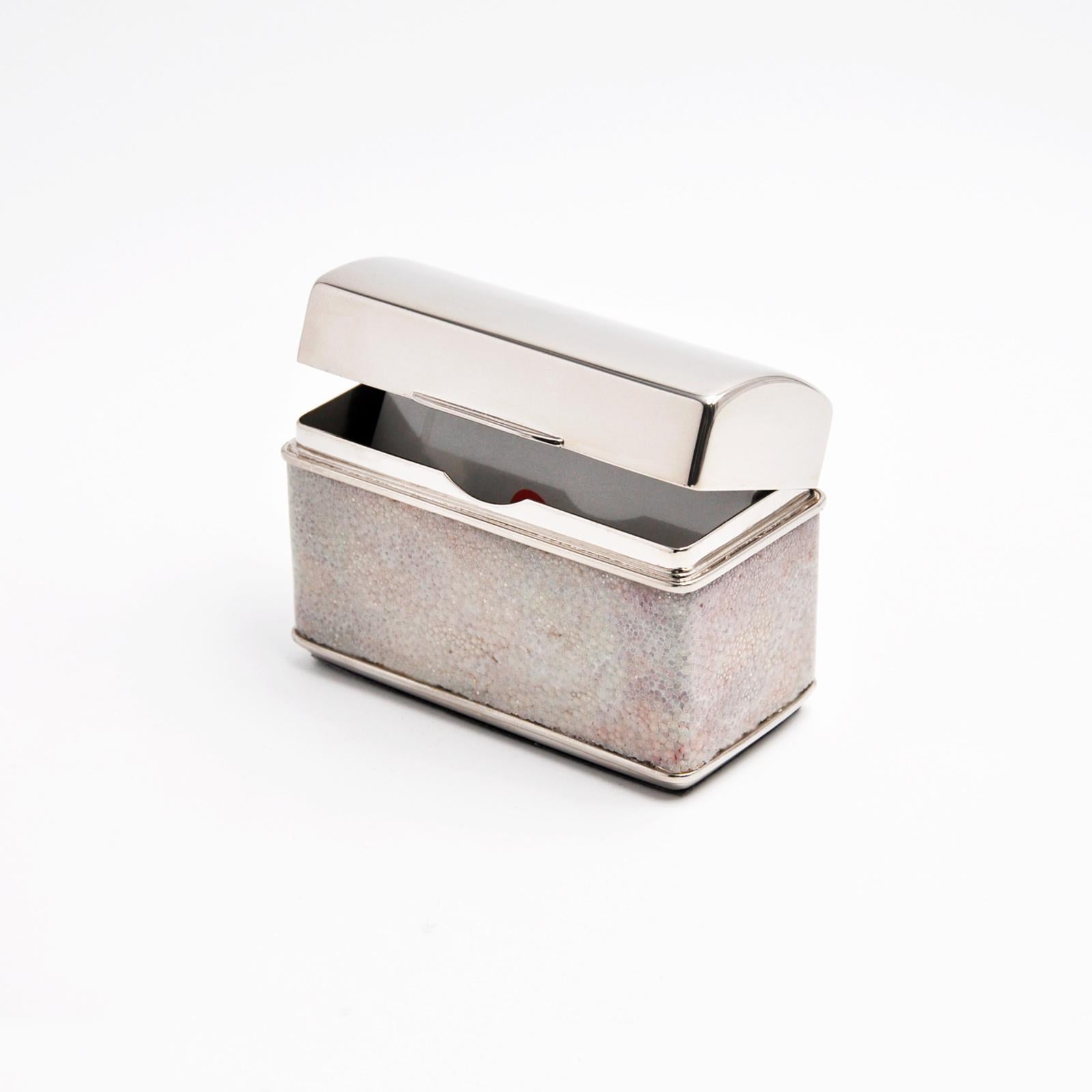 GALUCHARME ESTUCHE PARA JOYAS - GALUCHARME cuero auténtico shagreen rosa claro Moderno en venta