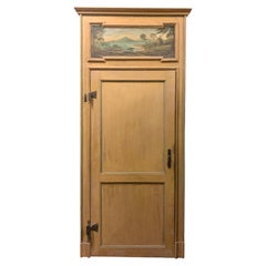 Porta laccata ad un battente con sovrapporta dipinto e con telaio, Italia