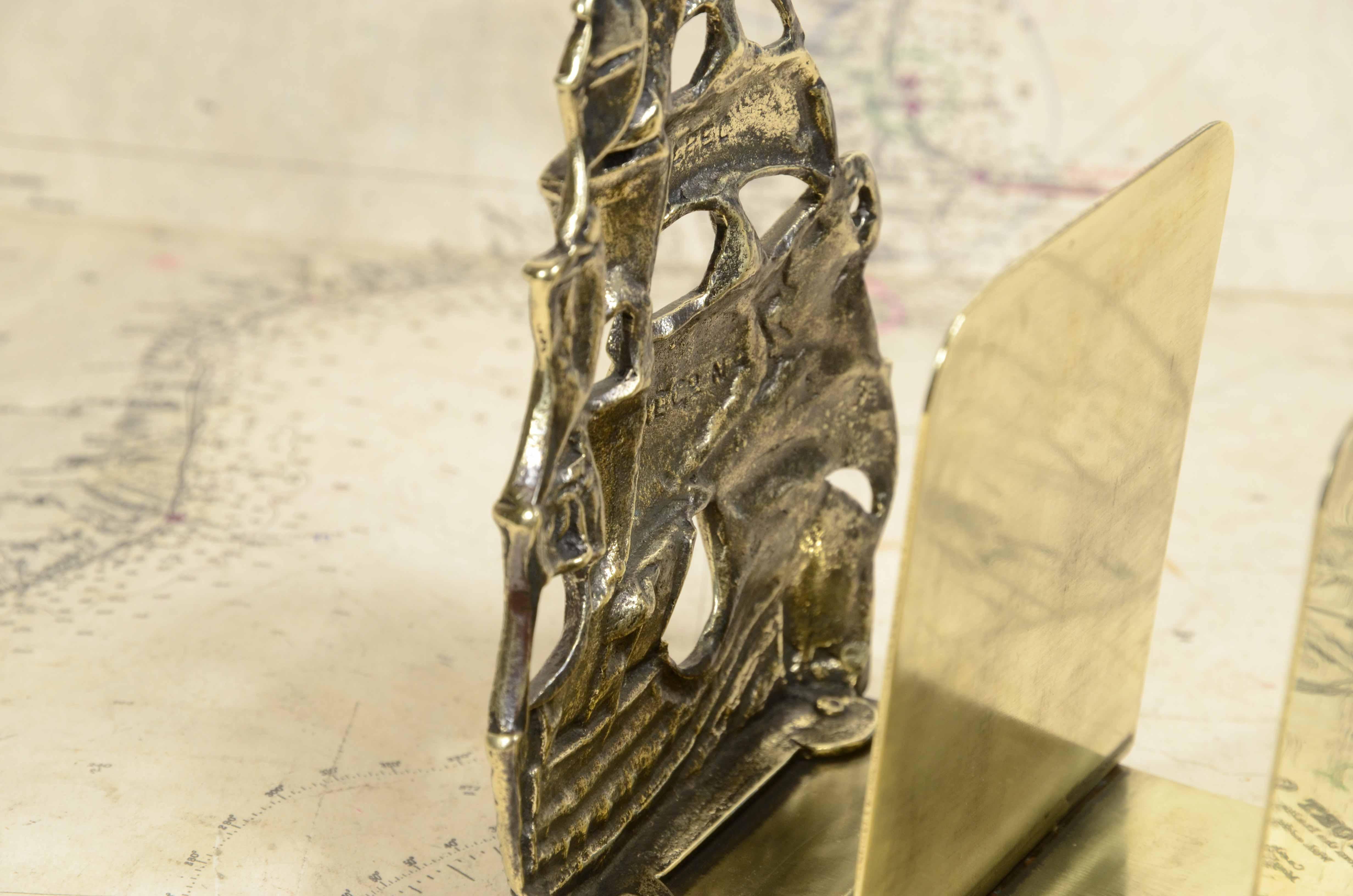 Brass letter holder depicting vessel with sails unfurled England 1900s For Sale 3