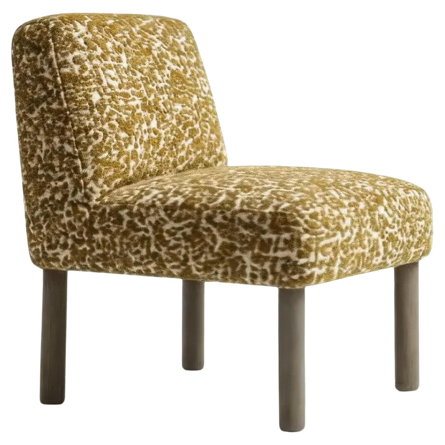 Porta Lounge-Proportioned Dining Chair In Olive Velvet with Oak Legs For Sale
