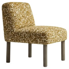 Chaise de salle à manger Porta Lounge-Proportioned en velours olive avec pieds en Oak