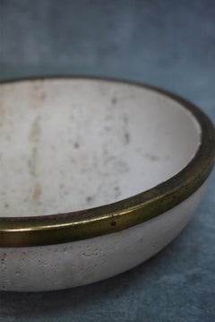 Halter aus Travertin und Messing, 1960er Jahre