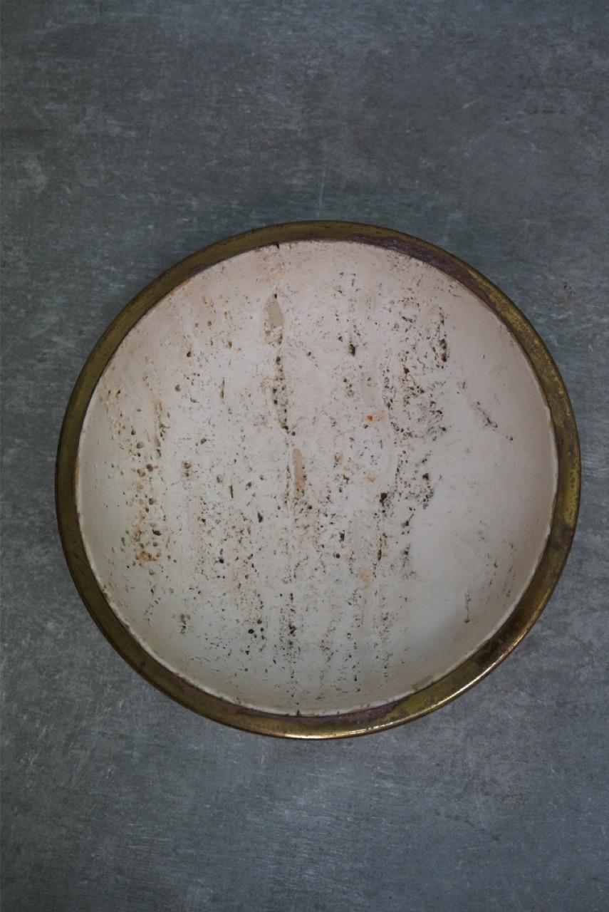 Laiton Porta-oggetti in travertino e ottone, 1960s en vente