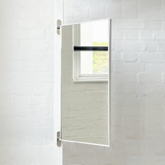 Porta Rectangular Wall Mirror with Hinges and White Minimalist Frame