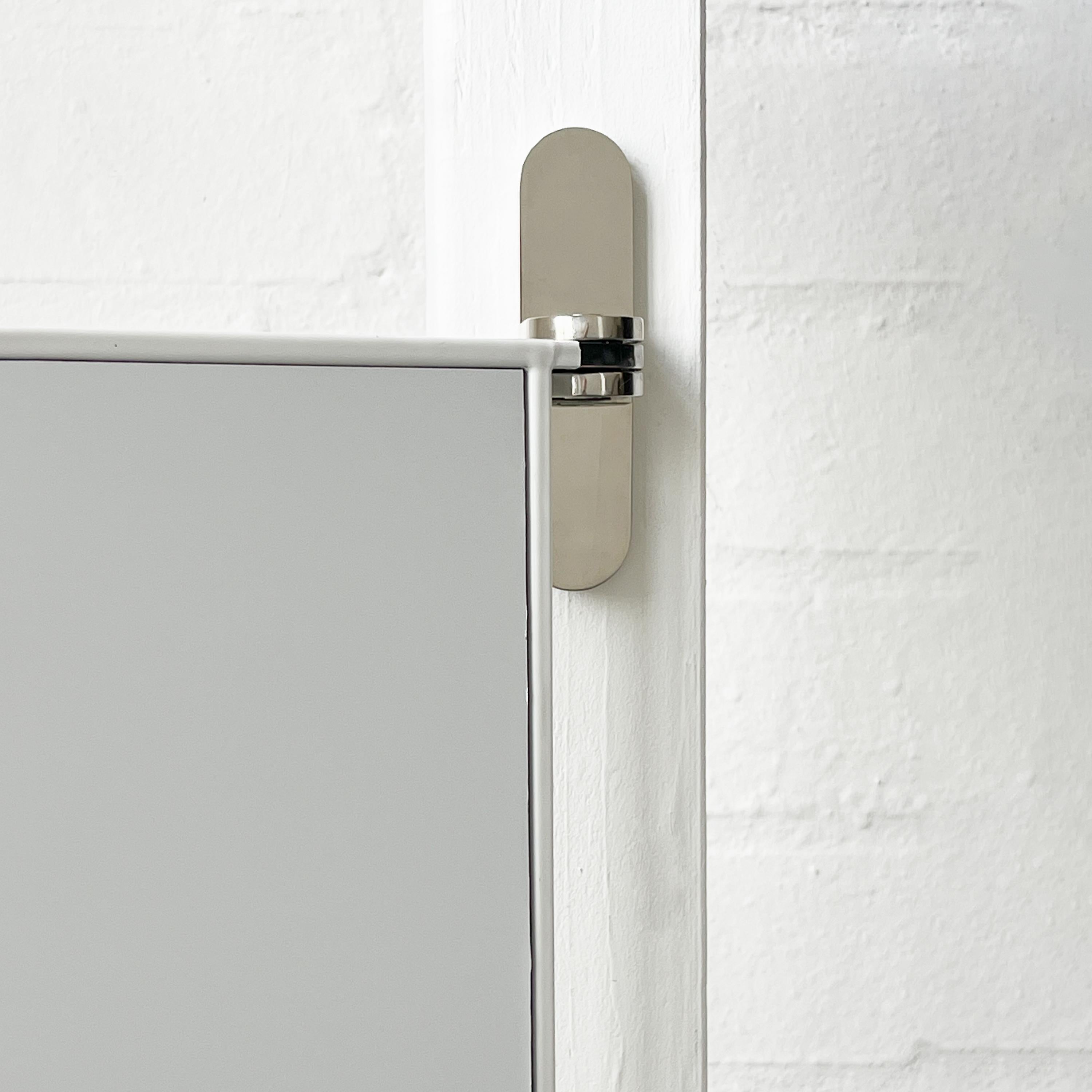Porta Rectangular Wall Mirror with Hinges and White Minimalist Frame For Sale 1