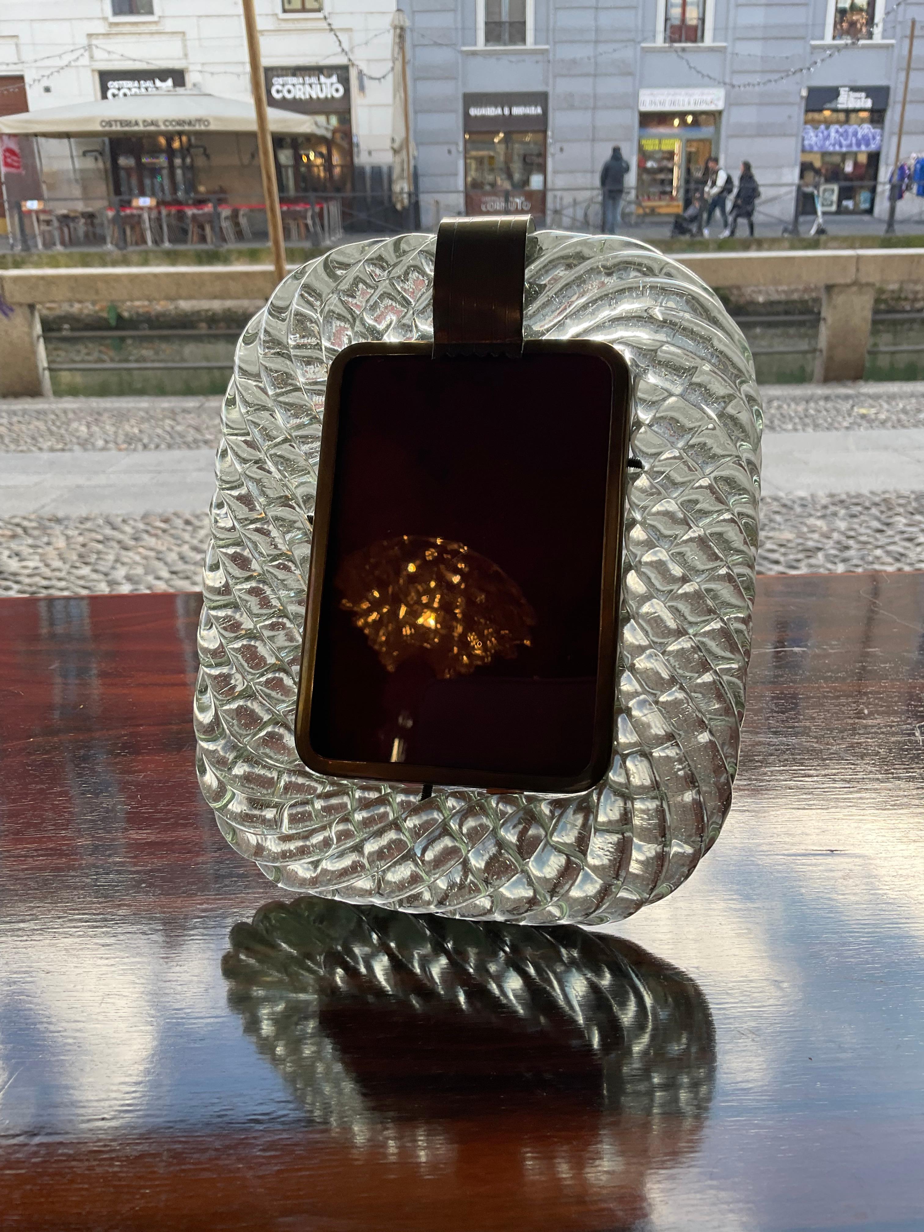 Laiton Porta Ritratto - att. BAROVIER & TOSO - Vetro di MURANO - ITALIA 1940 en vente