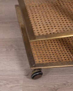 Vintage 1960er Messing und Wiener Stroh Zeitschriftenständer Italienisches Design