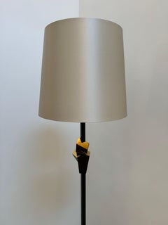 Porta Romana Floor Lamp in Blackened Bronze finish with Sculptural Detailing