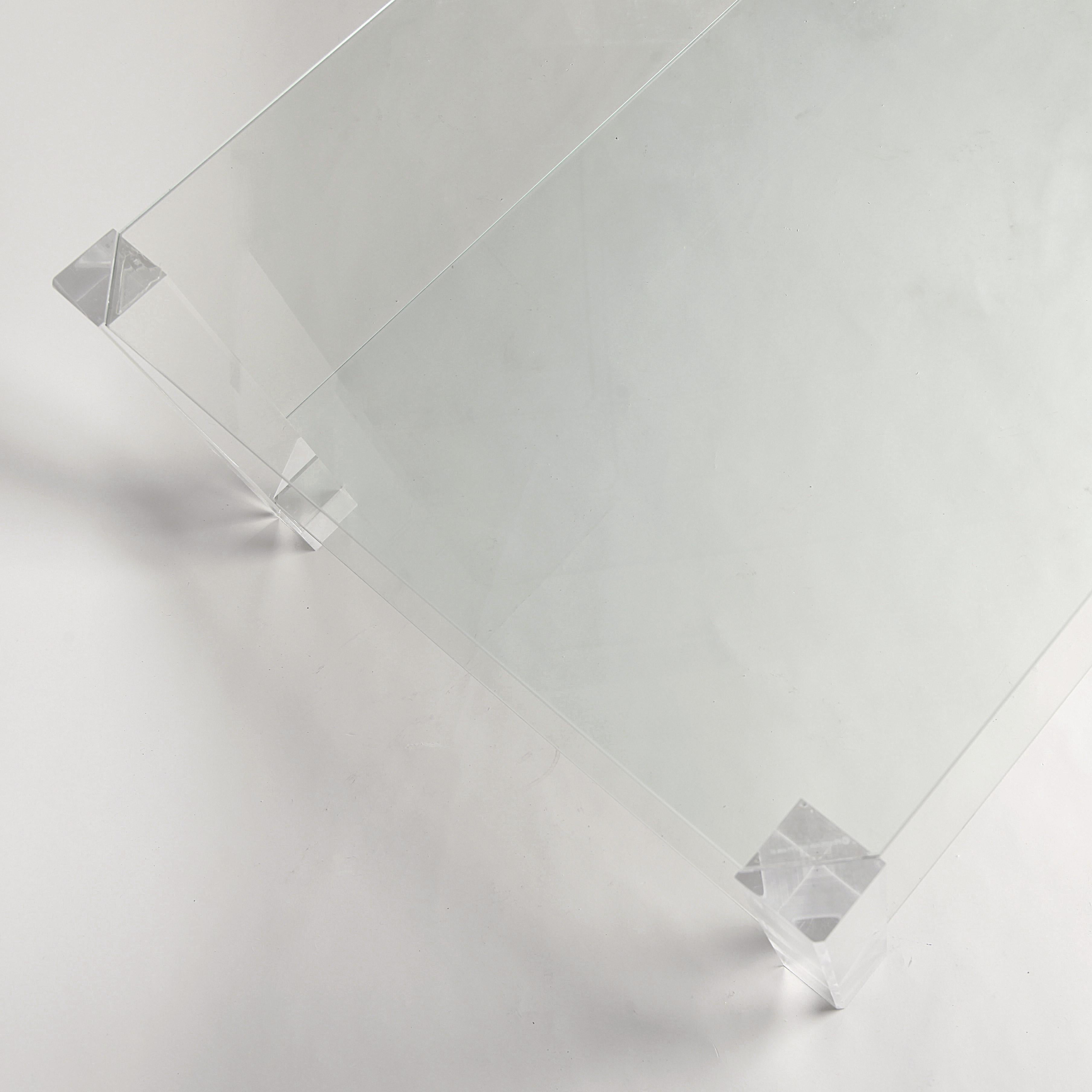 Modern Porta Romana Glass and Lucite Coffee Table