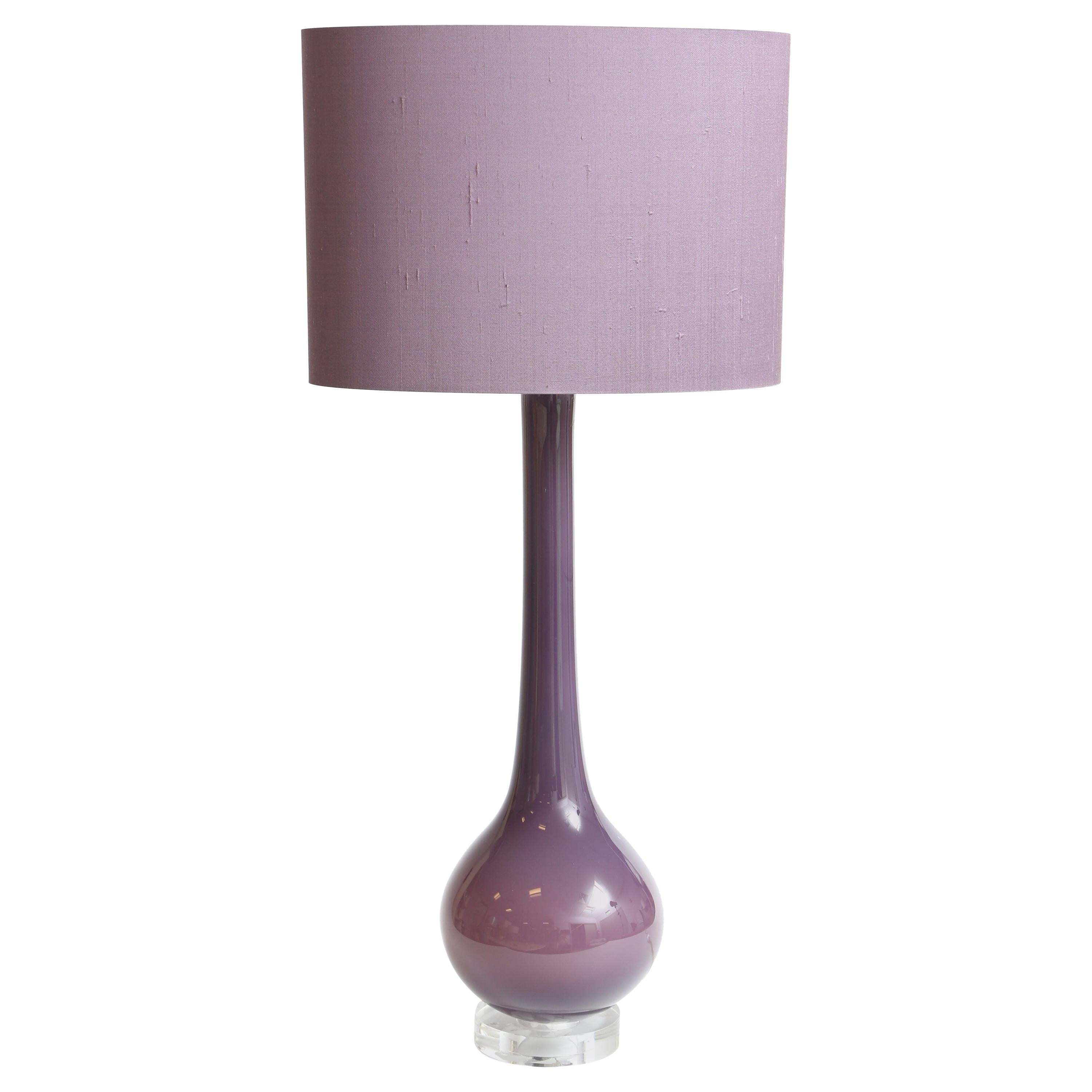 Porta Romana Gourd Purple Glass Lamp, Perspex Base, Made in Italy For Sale