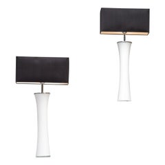 Porta Romana - Lampes de bureau en verre blanc, lot de 2