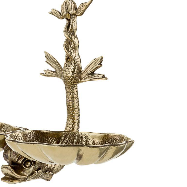 European Zante brass double soap dish with dolphin  For Sale