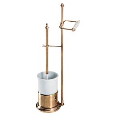 Ceramic and brass toilet brush holder with toilet paper holder