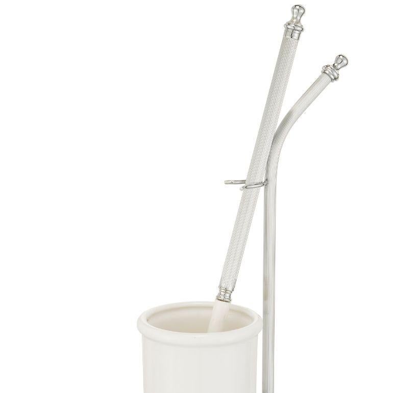 Enhance your bathroom decor with our ceramic and brass toilet brush holder. Made of high-quality ceramic and brass, this stand is durable and stylish and provides an elegant and practical solution for keeping bathroom essentials close at hand. The