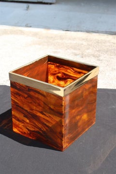 Portable Bar in Faux Turtle and Brass Italian Design 1970 Dior Gold