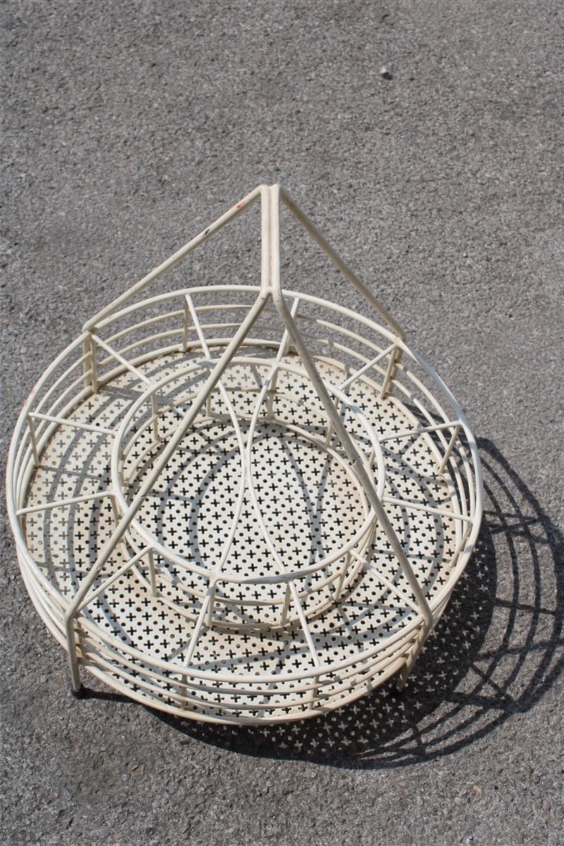 Portable Bar in Perforated White Curved Metal French Design Midcentury, 1950s For Sale 1