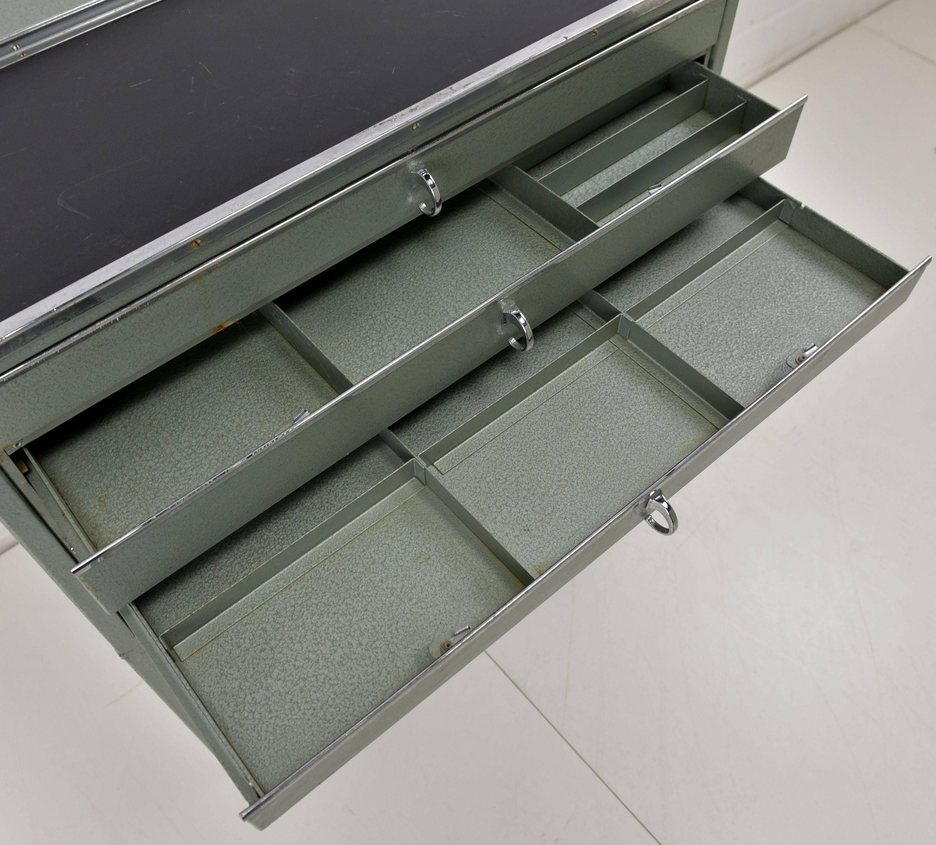 20th Century Portable Bundeswehr Doctor'S Cabinet / 2-Part Metal Cabinet, 1970 For Sale