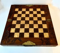 Portable Chess and Checker Board with Pullout Storage Drawers