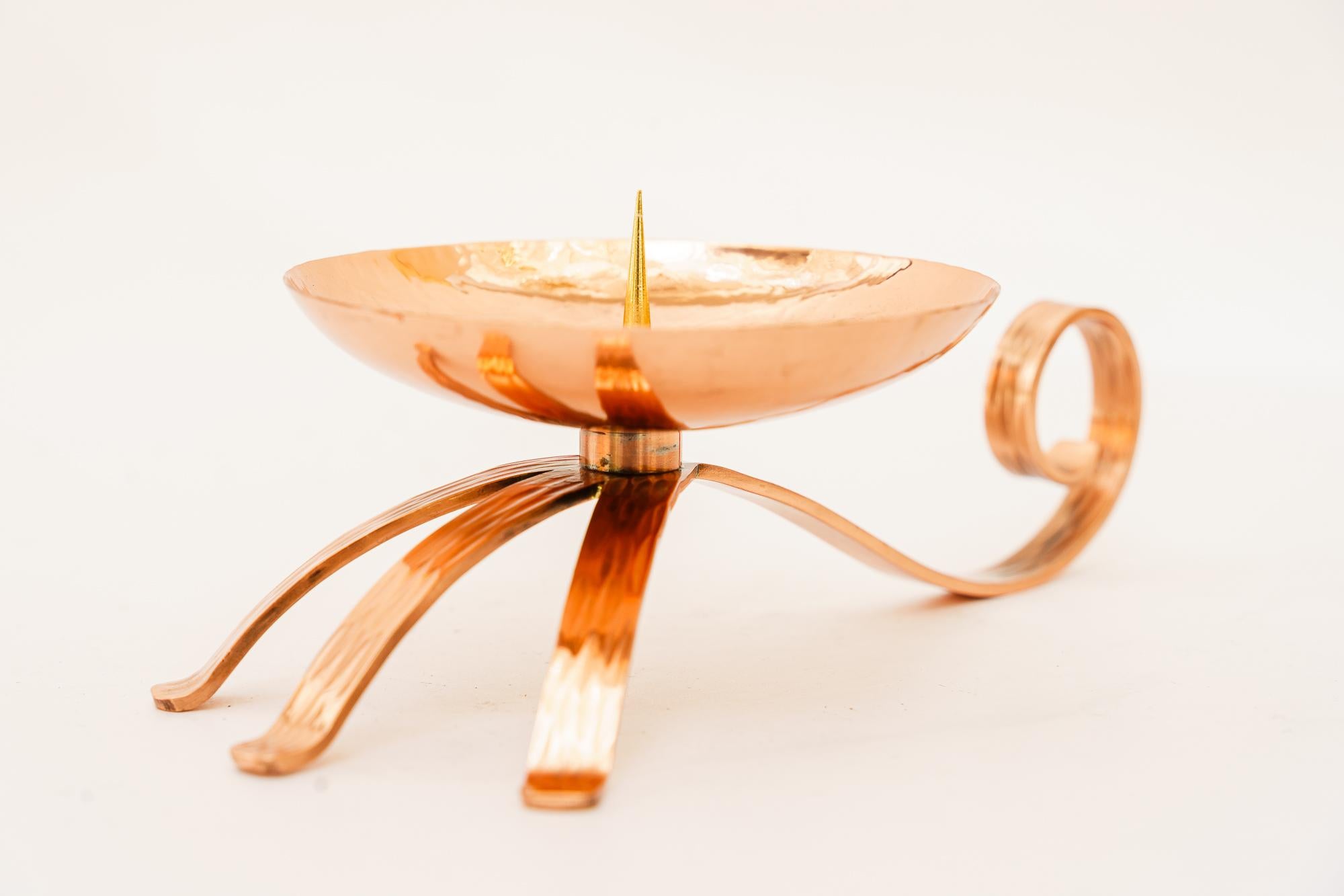 Portable copper Candle Holder for Wine Cellars vienna around 1950s
Polished and stove enameled