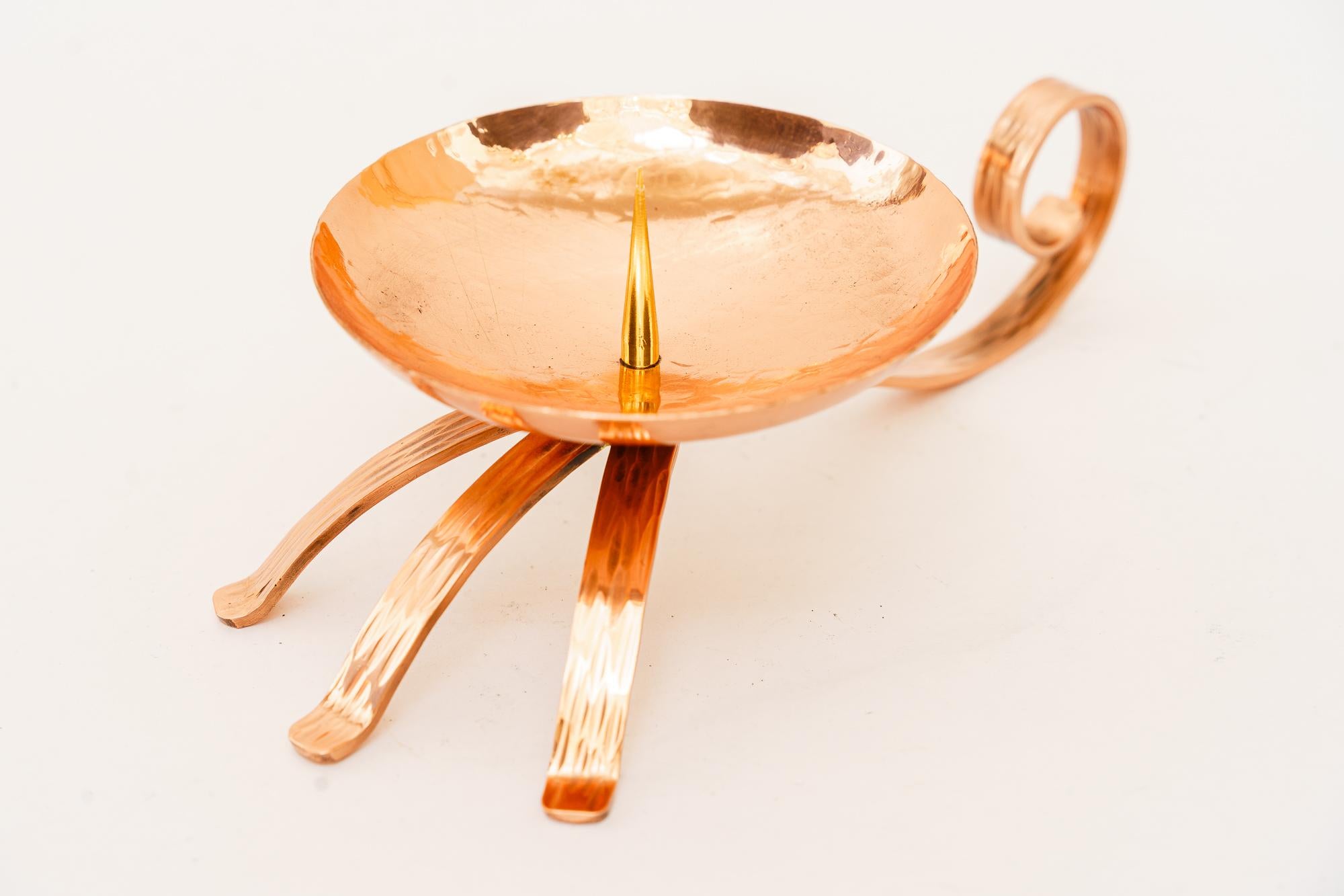 Mid-Century Modern Portable copper Candle Holder for Wine Cellars vienna around 1950s For Sale