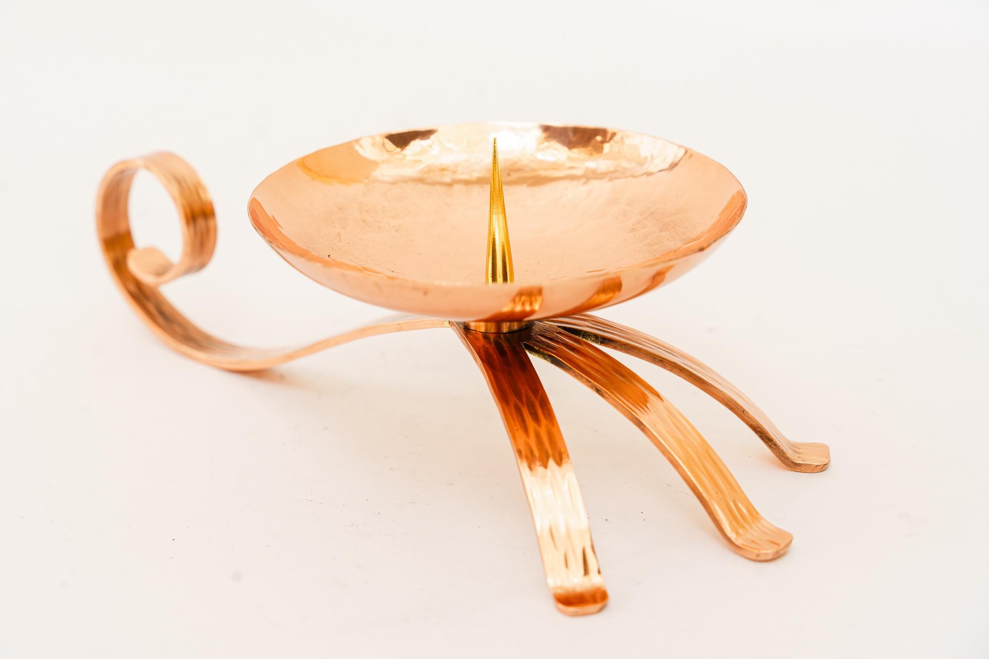 Lacquered Portable copper Candle Holder for Wine Cellars vienna around 1950s For Sale