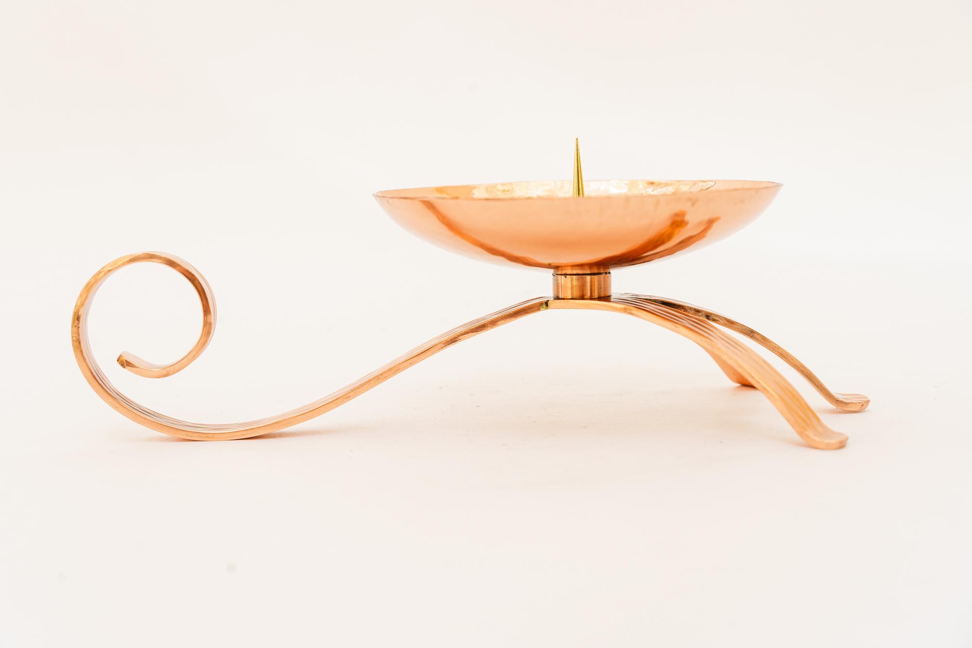 Portable copper Candle Holder for Wine Cellars vienna around 1950s In Good Condition For Sale In Wien, AT