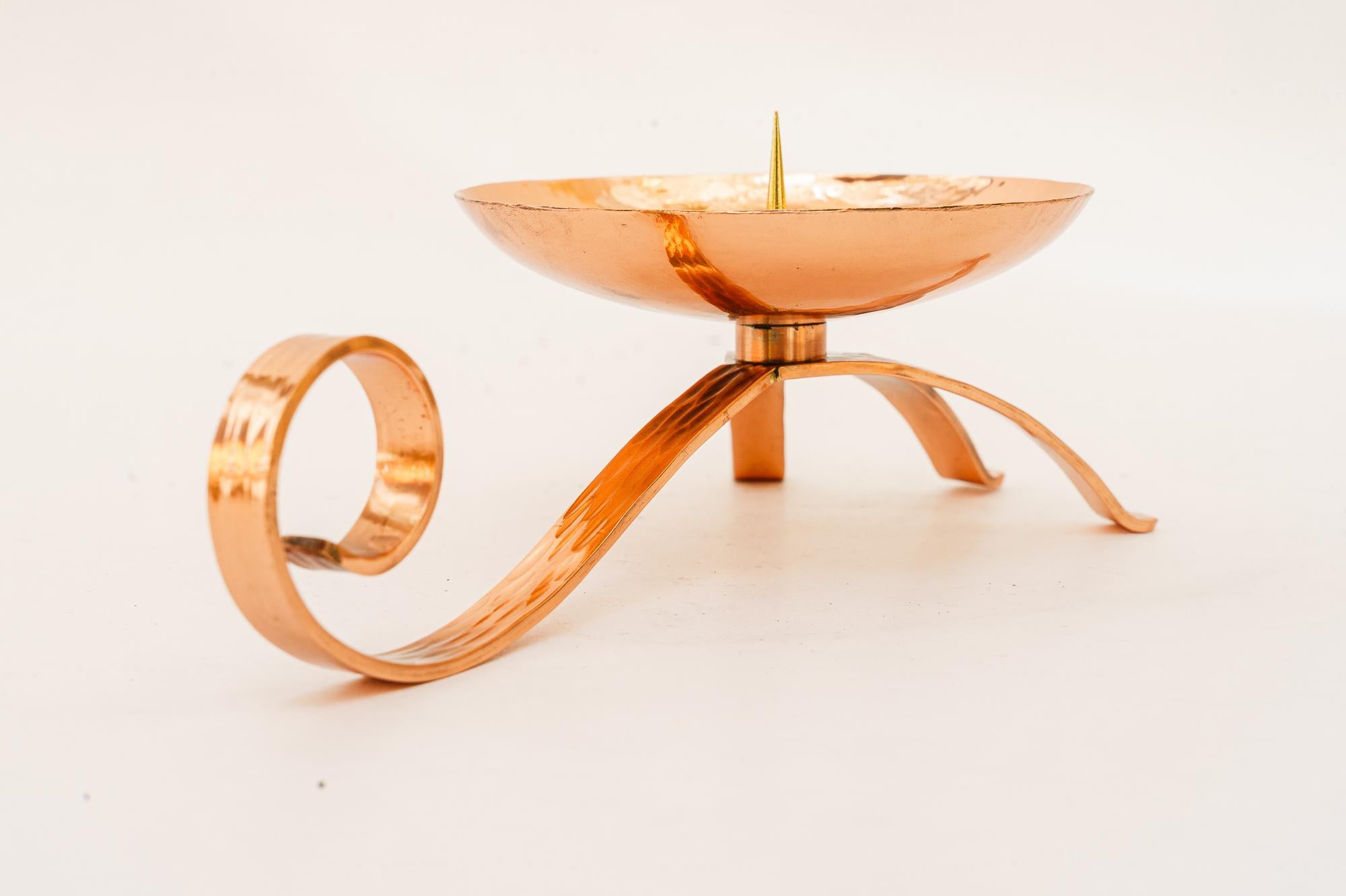 Mid-20th Century Portable copper Candle Holder for Wine Cellars vienna around 1950s For Sale