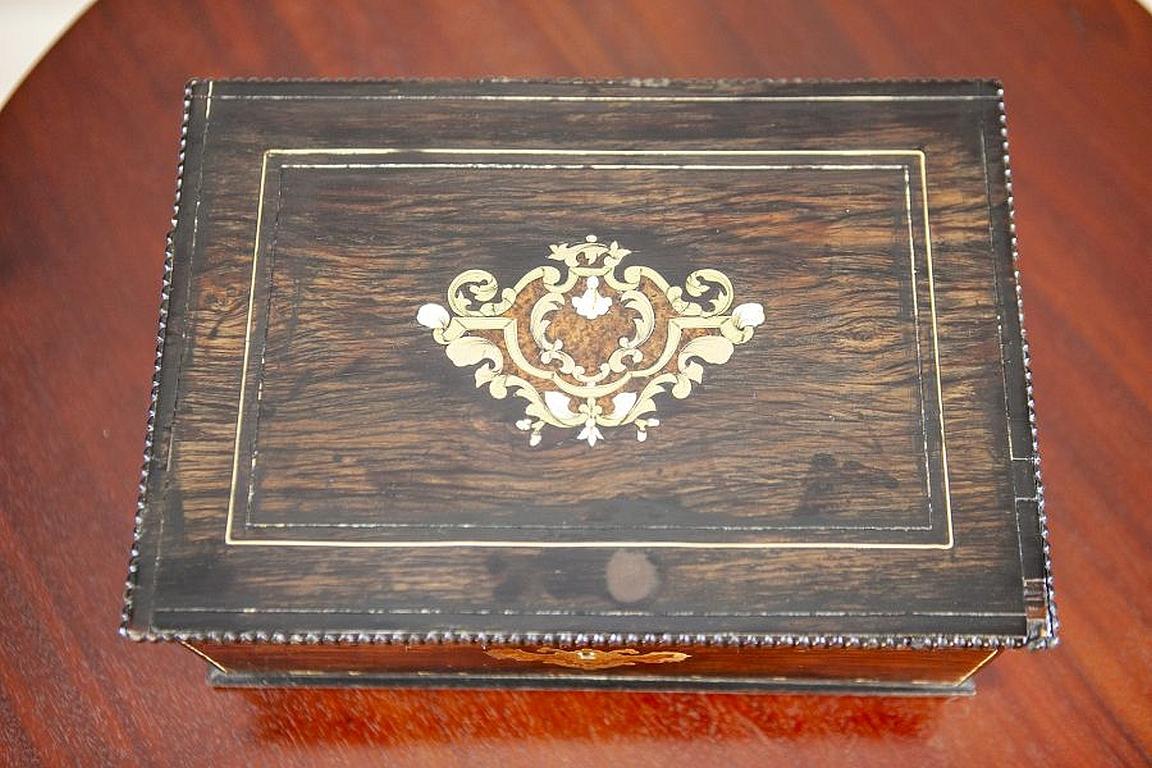 Wood Richly Inlaid Portable Dressing Table from the 19th Century For Sale