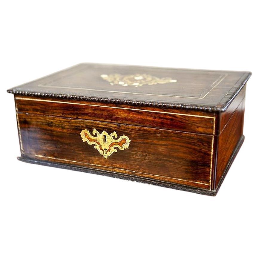 Richly Inlaid Portable Dressing Table from the 19th Century For Sale