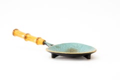 Portable Painted Brass Ashtray with bamboo, circa 1950s