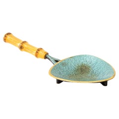 Portable Painted Brass Ashtray with bamboo, circa 1950s