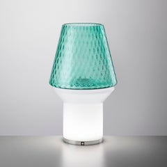 Portable rechargeable table lamp Forest Mini Green Murano Glass by Multiforme