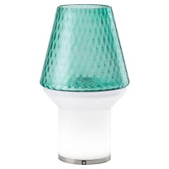 Portable rechargeable table lamp Forest Mini Green Murano Glass by Multiforme